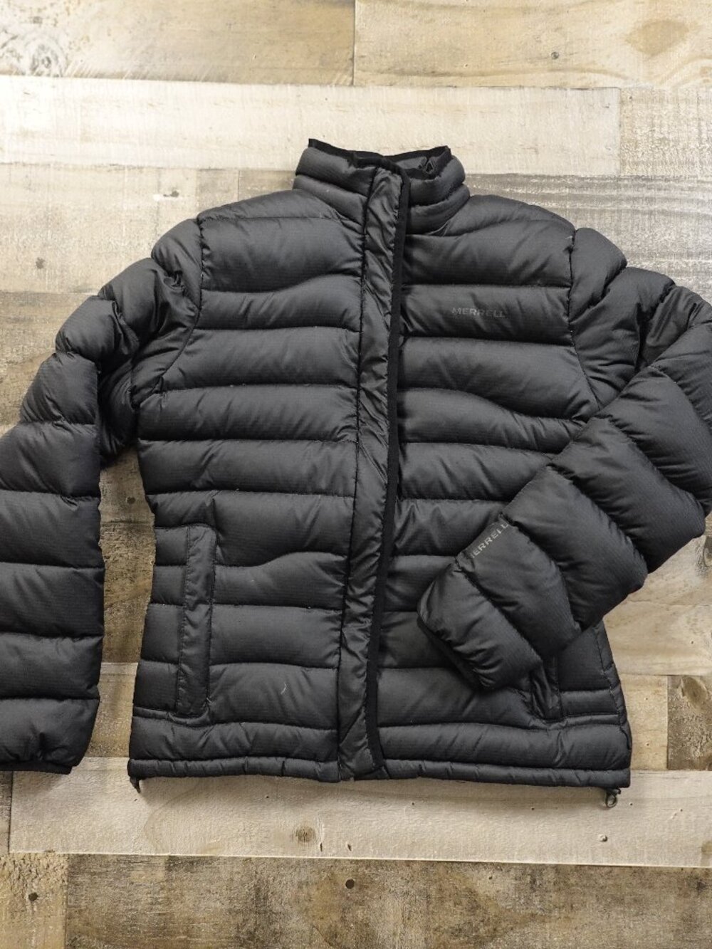 Merrell Goose Down Puffer Jacket Women’s Small Black Full Zip Outdoor
